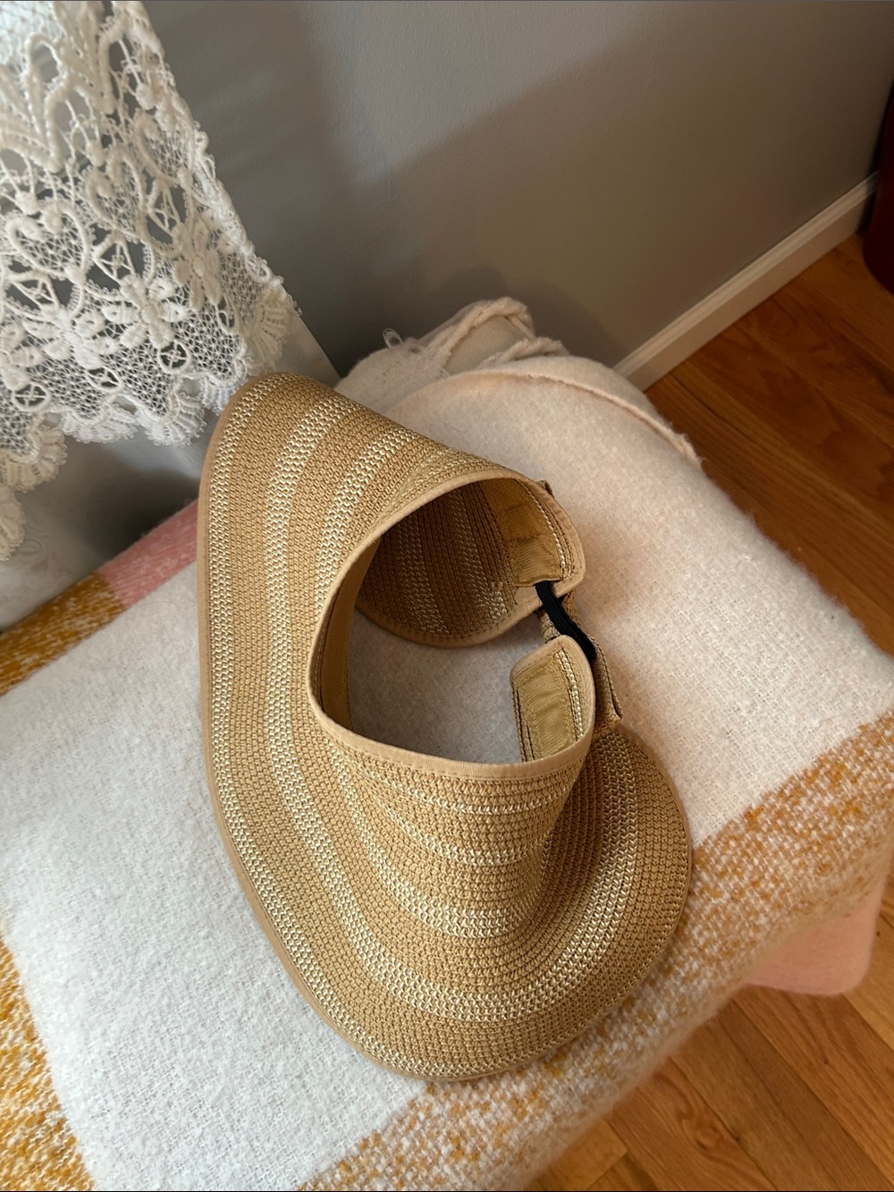 Straw Visor Sun Hat - Beige